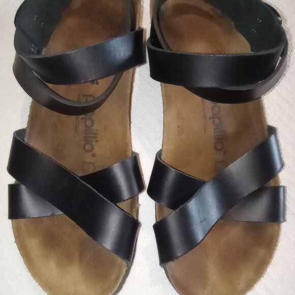 Papillio by Birkenstock Black Leather Women's Ankle Strap Sandals Size 38 - Picture 2 of 12